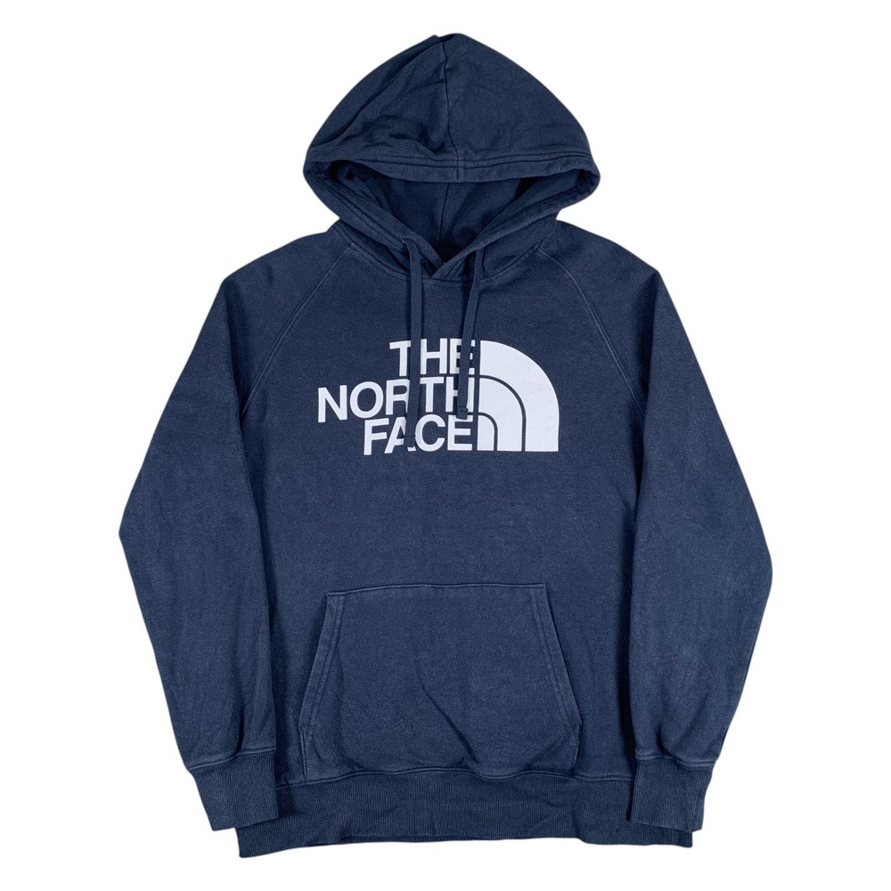 The North Face Hoodie Womens Small Navy Blue‎ Logo Pullover Sweatshirt Raglan